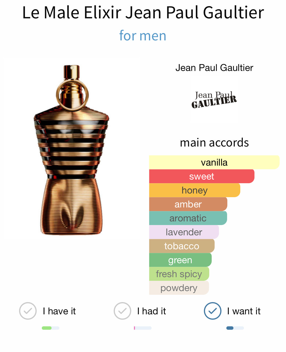 おこめマン　Le male elixir Jean Paul Gaultier - 4.2 oz Le Male Elixir Parfum | Ulta Beauty